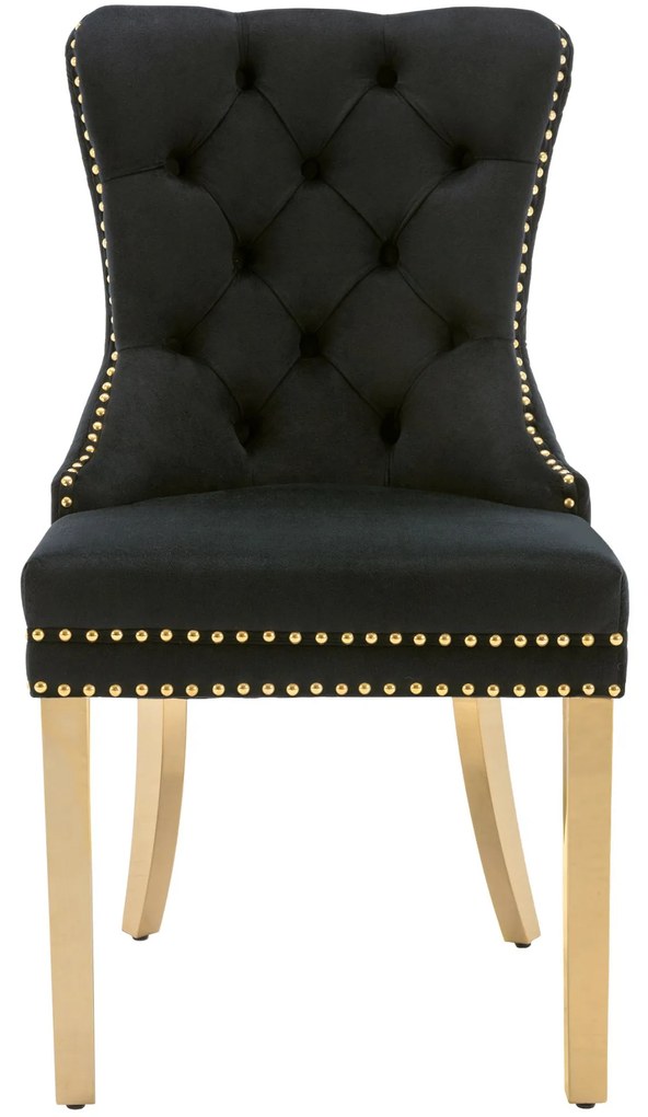 Set de 4 scaune de sufragerie tapițate în catifea, Negru | Aosom Romania