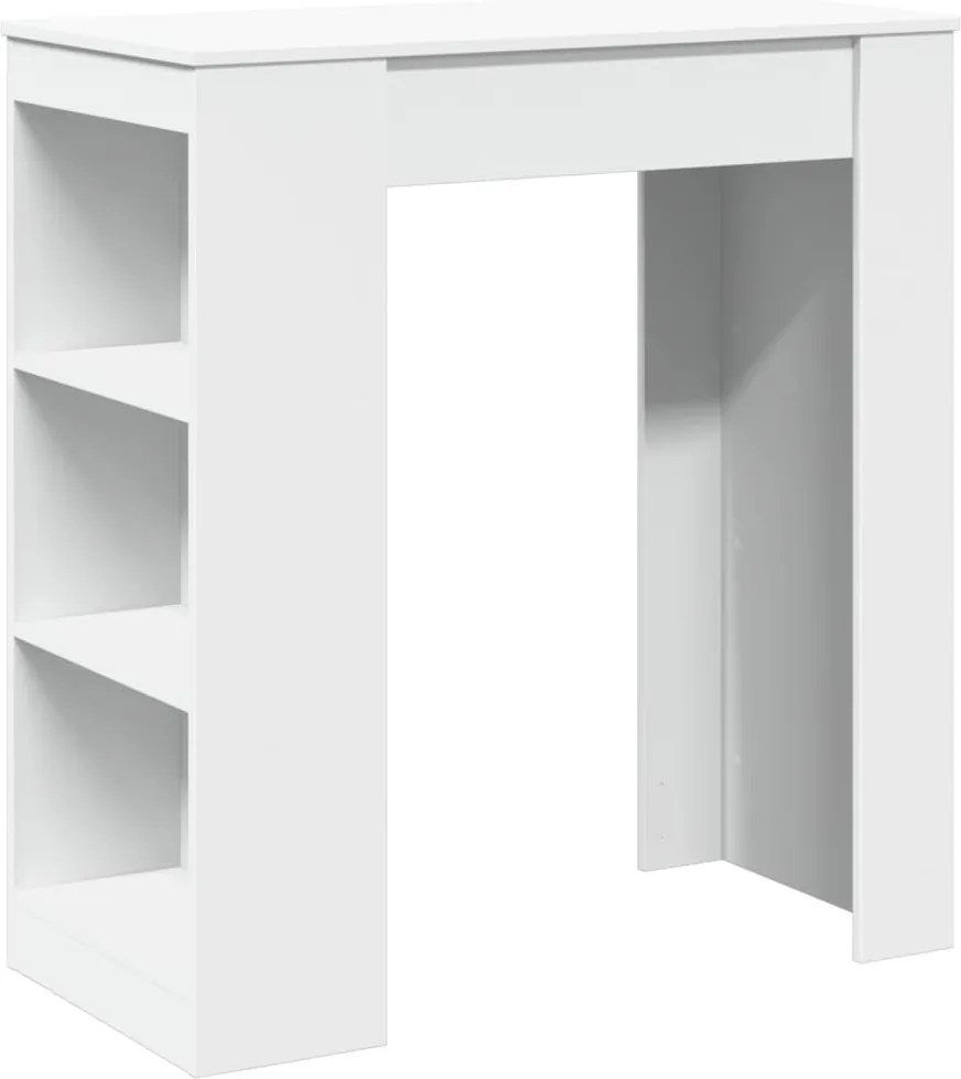 vidaXL Masă de bar cu rafturi, alb, 95x47x103,5 cm, lemn prelucrat