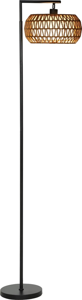 HOMCOM Lampă de podea cu abajur dublu boem, 3 temperaturi de culoare, intensitate reglabilă, telecomandă | Aosom Romania