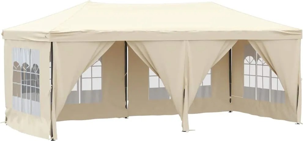 vidaXL Cort pliabil pentru petrecere, pereți laterali, crem, 3x6 m