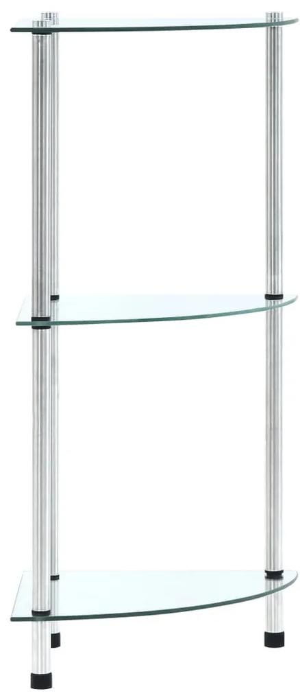 249514 vidaXL Raft cu 3 niveluri, transparent, 30x30x67 cm, sticlă securizată