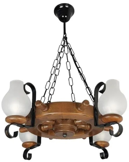 Brilagi - Candelabru pe lanț TIMONA 4xE14/40W/230V diam. 50 cm fag/nuc