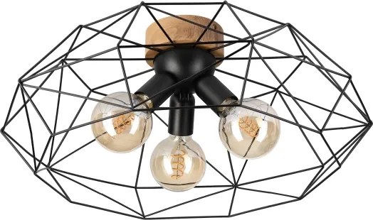 Brilagi - Plafonieră WOODY BASKET 3xE27/60W/230V, diam. 60 cm, stejar