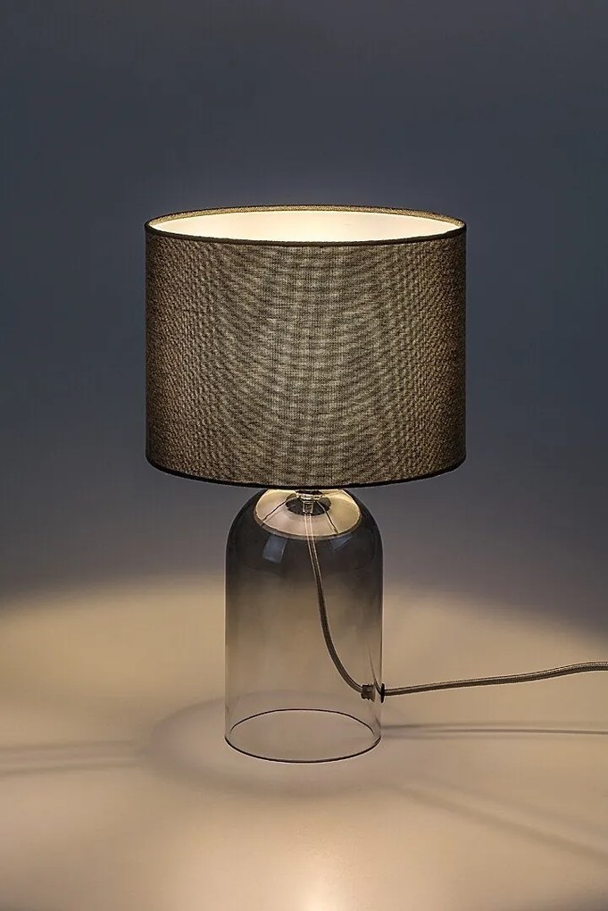 Lampa de masa sticla fumurie abajur gri Luxin