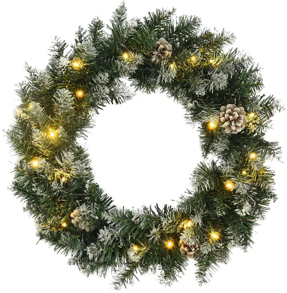 vidaXL Coroniță de Crăciun cu becuri LED, verde, 60 cm, PVC