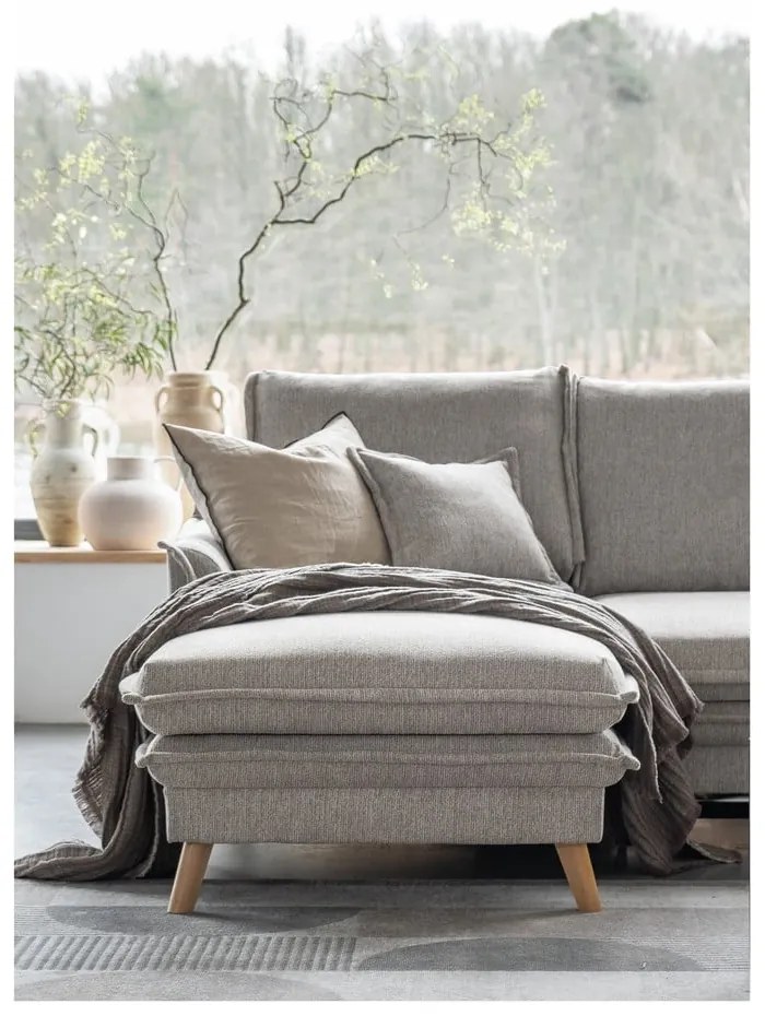 Colțar grej extensibil/cu spațiu de depozitare (cu colț pe partea stângă/cu șezlong) Charming Charlie – Miuform