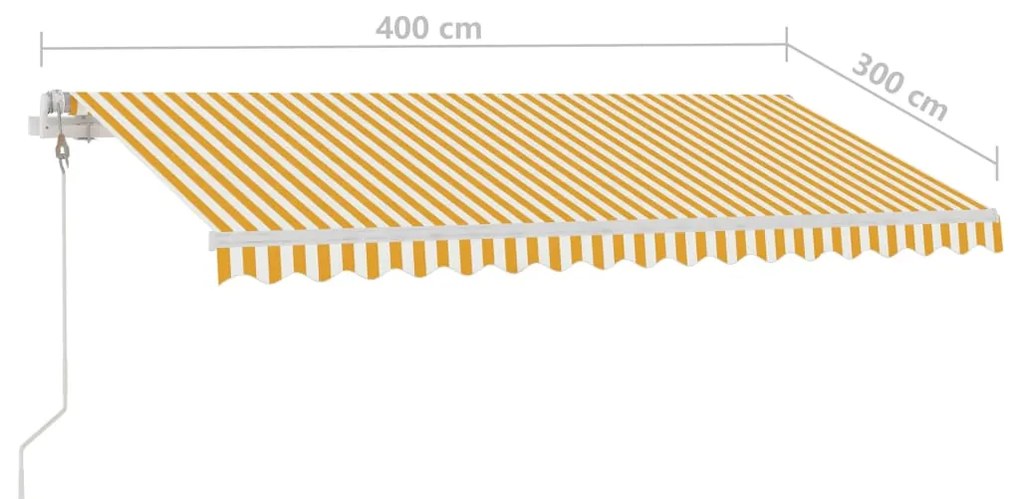 Copertina autonoma retractabila automat galbenalb 400x300 cm Galben si alb, 400 x 300 cm