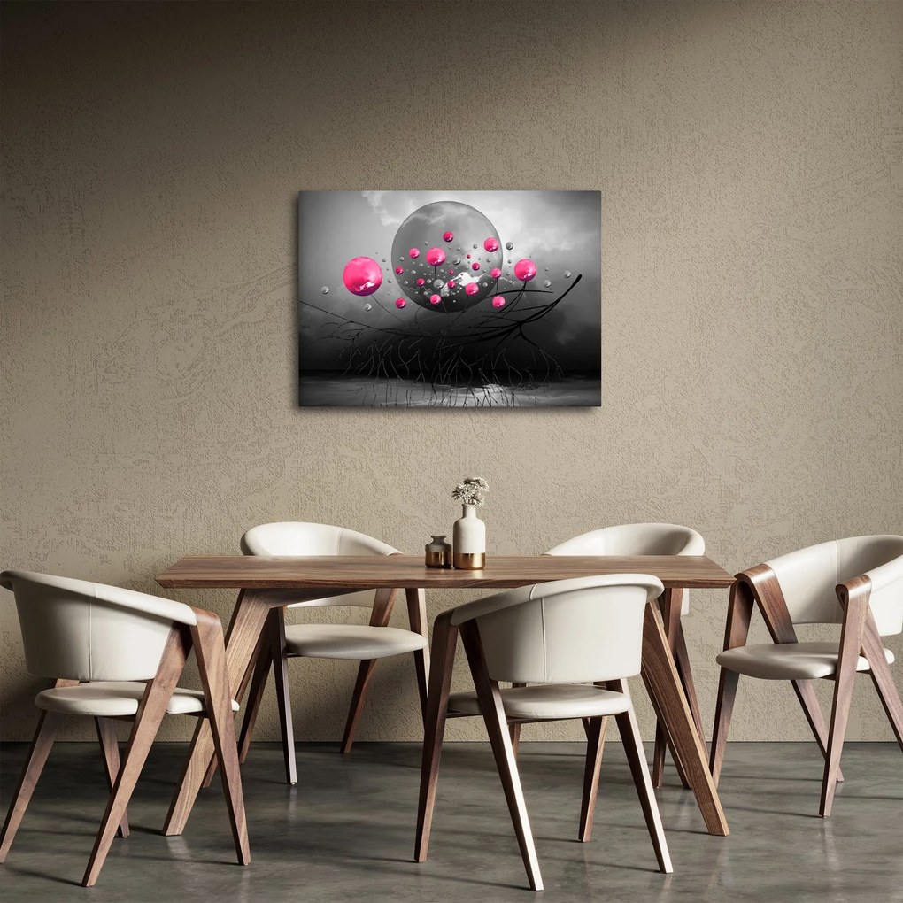 Tabloul cu bile abstracte roz (70x50 cm)