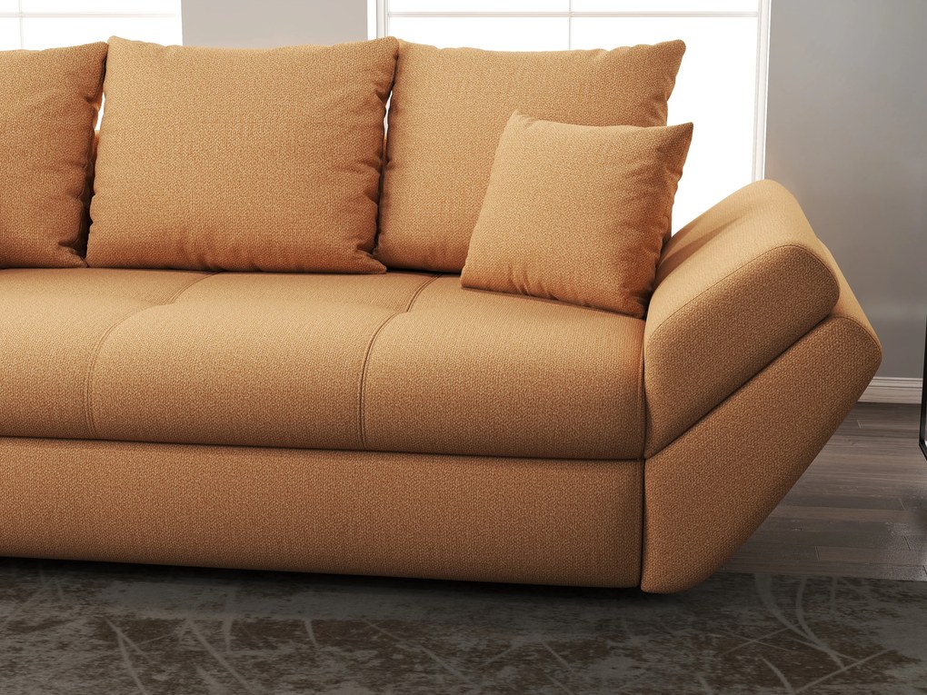 Canapea extensibilă dumonde cu ladă de depozitare si sezut confortabil din spuma high-density, Loana Enjoy Mango 250x100 cm