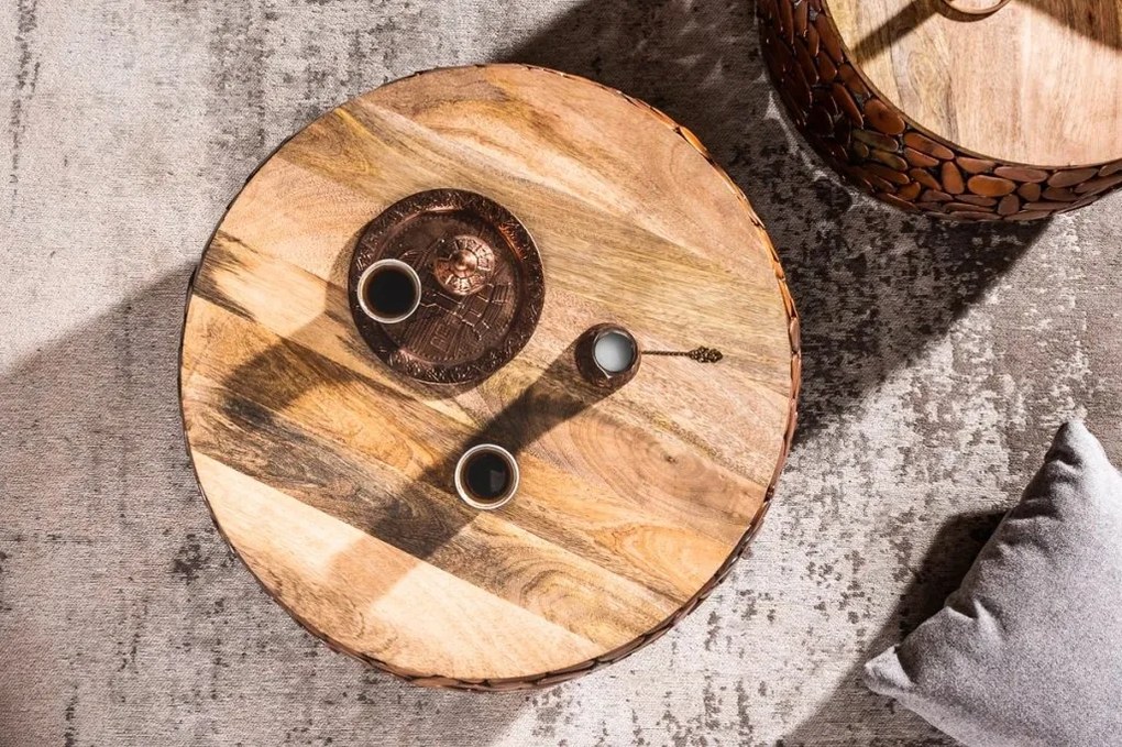 Set de 2 masute design unicat Stone Mosaic, cupru A-41432 VC