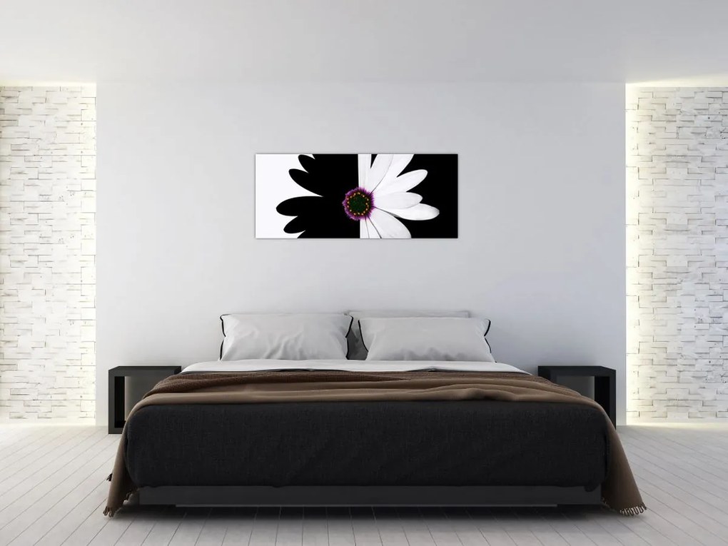 Tablou - Floare, alb- negru (120x50 cm)