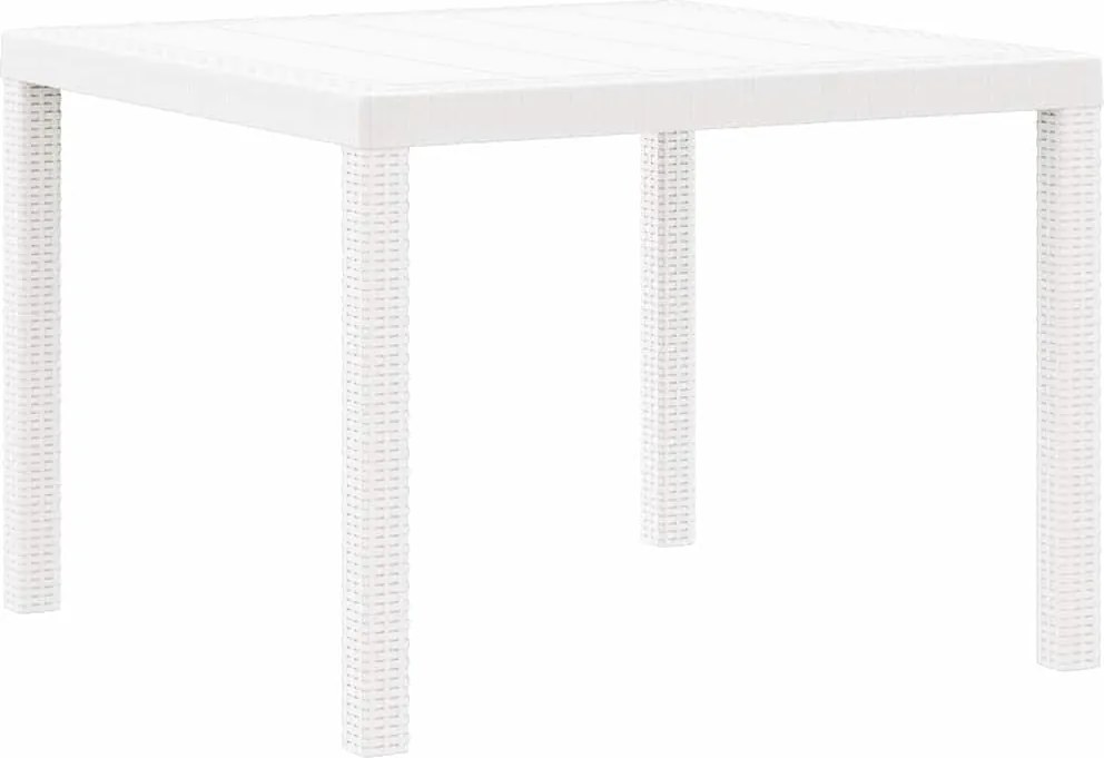 vidaXL Masă de Grădină Alb 100 x 100 x 73 cm poliratan
