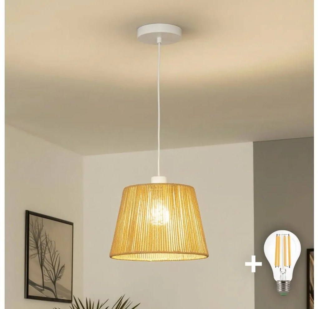 Brilagi - Lustră LED pe cablu CERIA BOHO, 1x E27/40W/230V, Ø 28 cm, maro