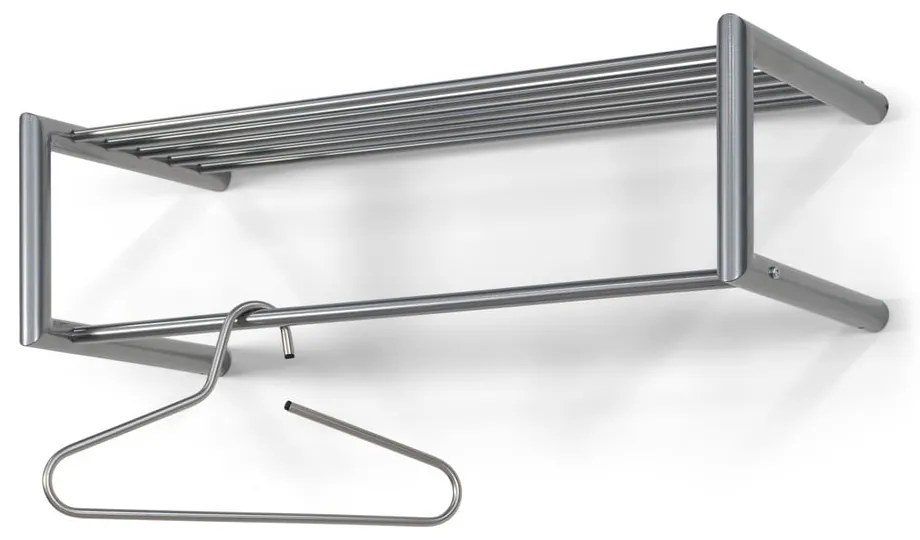 Cuier de perete argintiu cu raft din metal 80 cm Smooth – Spinder Design