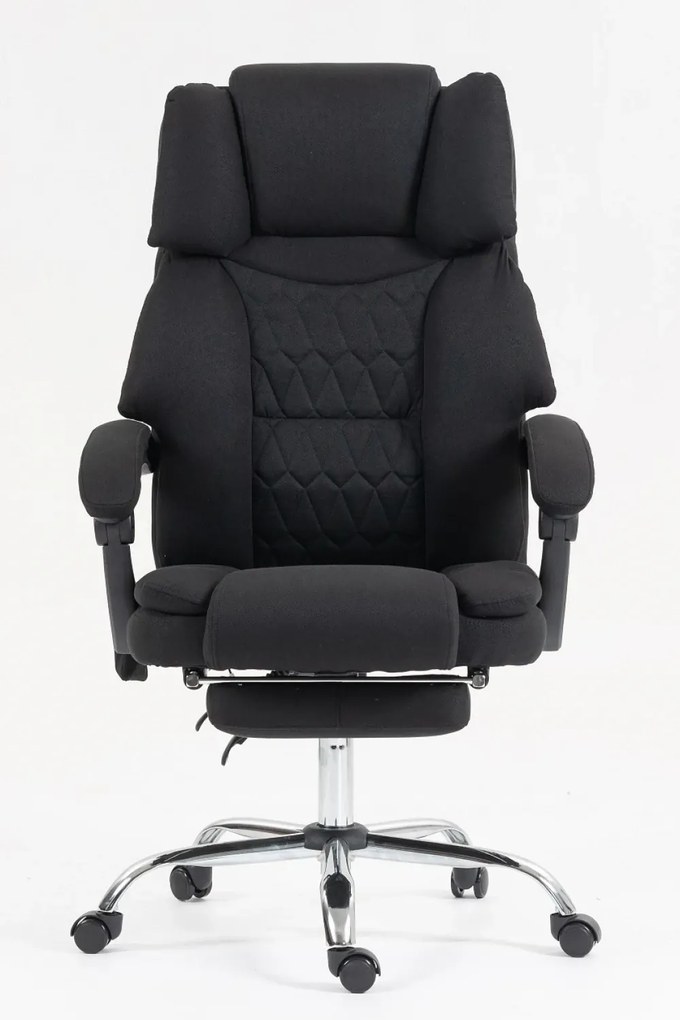 RESIGILAT- Scaun directorial, cu Masaj și Încălzire, suport picioare, textil, Negru