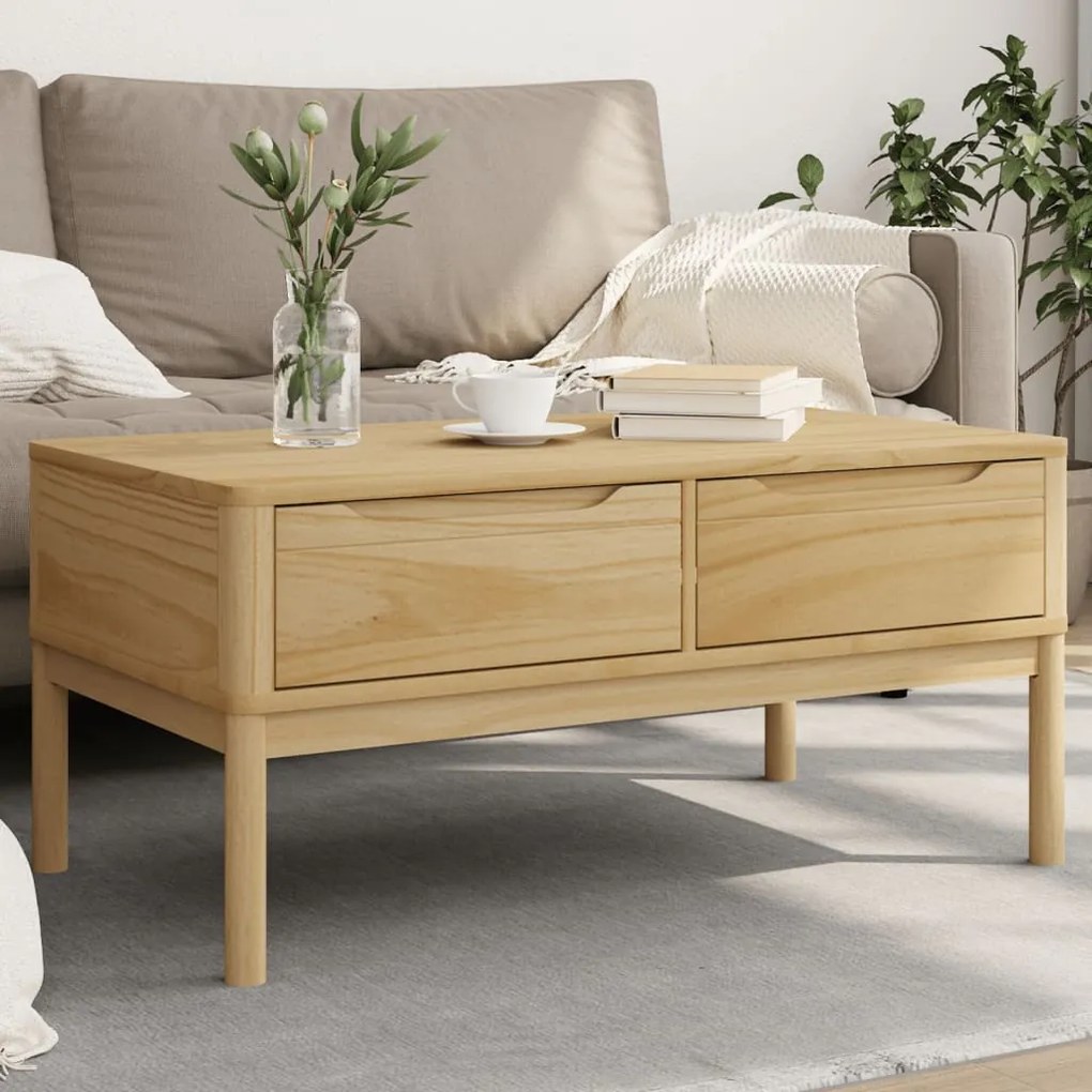 vidaXL Măsuță cafea &quot;FLORO&quot;, maro ceruit 99x55,5x45 cm lemn masiv pin