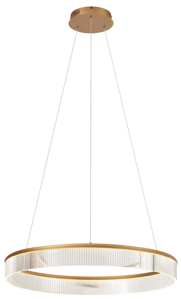 Lampa suspendată modernă alamă 78cm incl. LED cu 3 trepte de intensitate luminoasă - Anello Chandelier