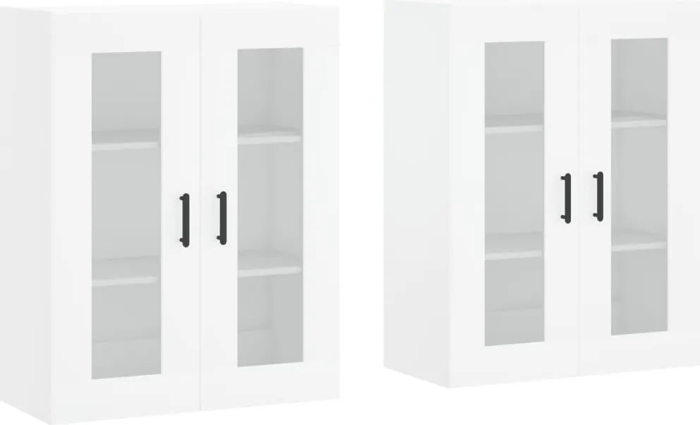 vidaXL Dulapuri montate pe perete, 2 buc, alb, lemn prelucrat