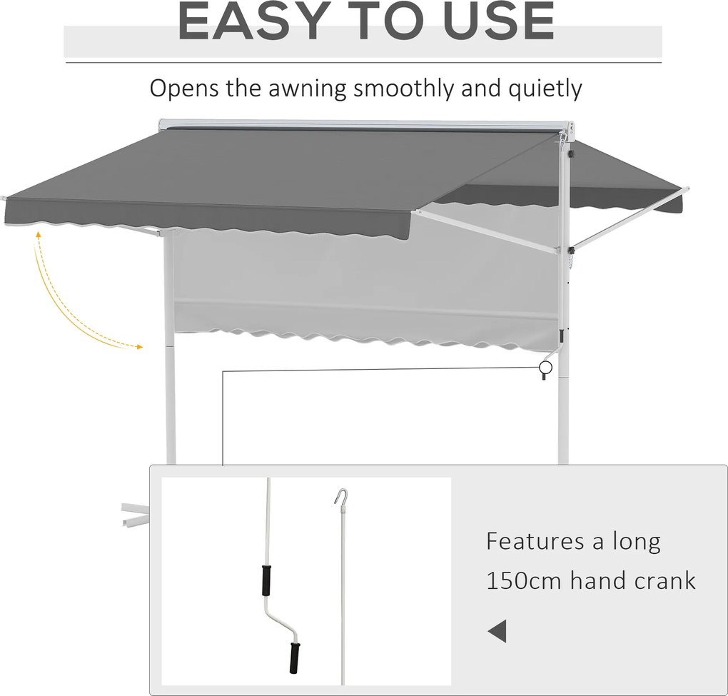 Outsunny copertina de soare reglabila, 295x294cm, gri | AOSOM RO