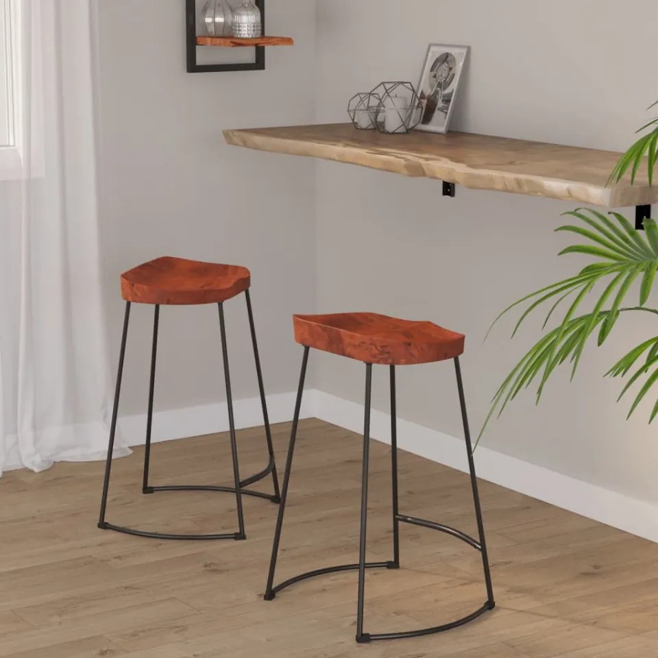 Scaune de bar Gavin 2 buc. 45x40x63 cm lemn masiv de mango
