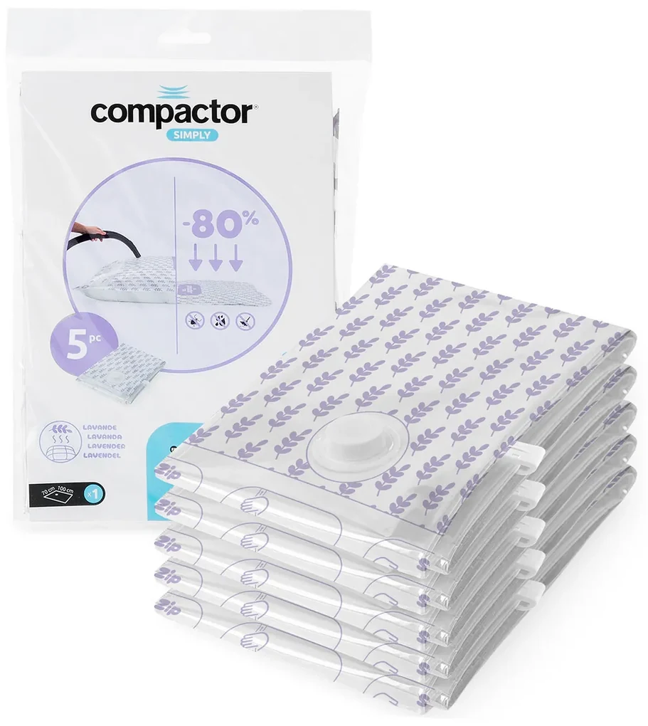 Compactor Set de pungi de depozitare în vidCompress L Lavender 100 l, 70 x 100 cm, 5 buc, 5 buc.