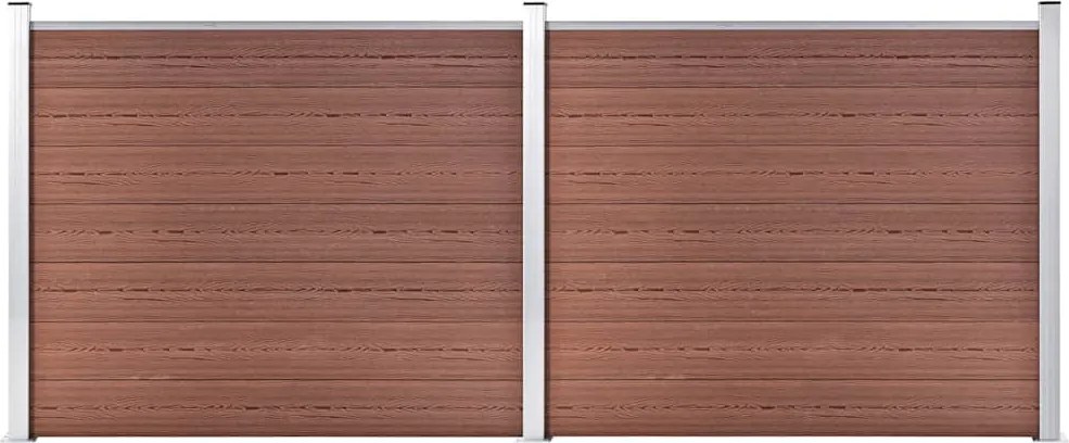 vidaXL Set panouri gard, 353x146 cm, maro, WPC