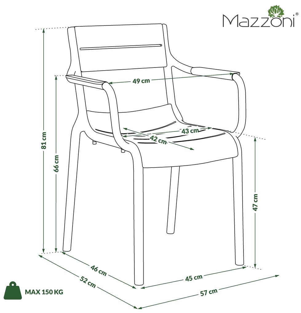 MAZZONI EXPORT LUSSO Bej - SCAUN MODERN DE BUCĂTĂRIE GRĂDINĂ CAFENEA (STIVUIT)