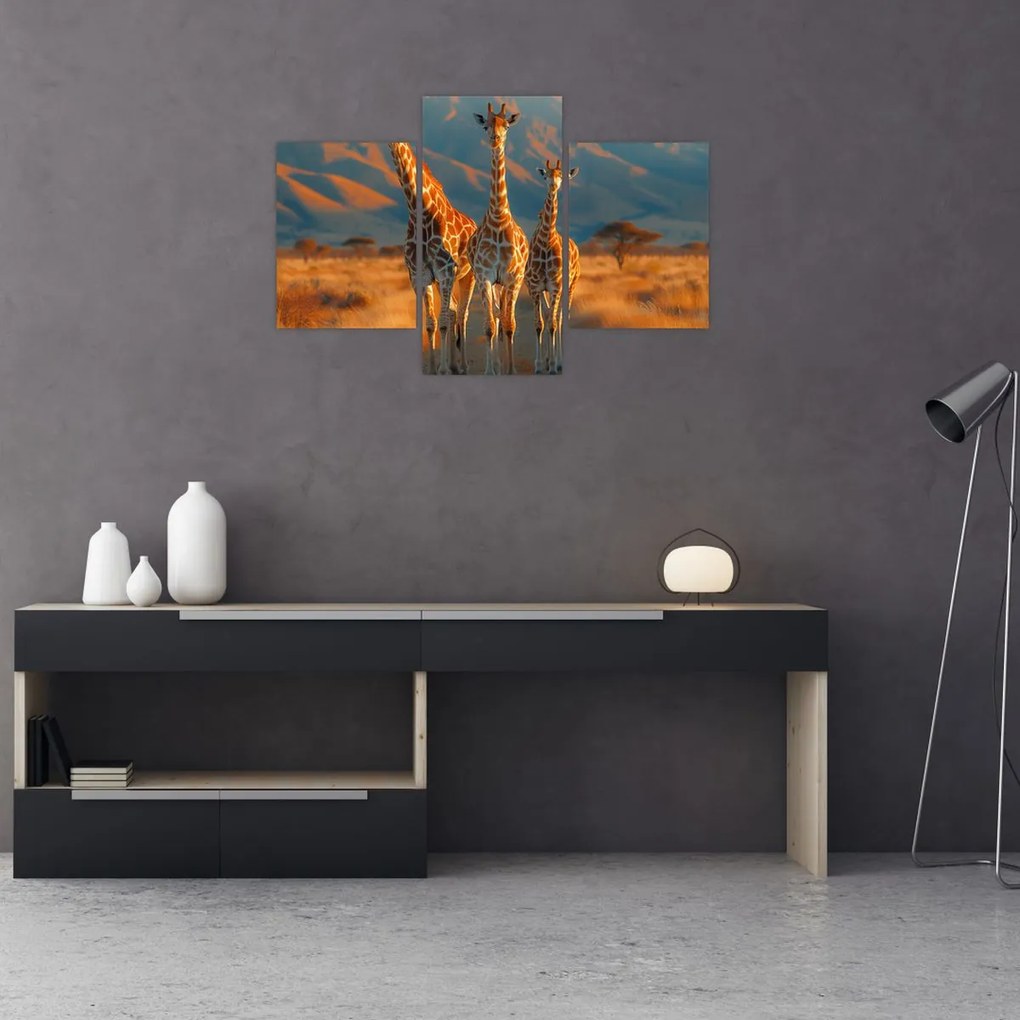 Tablou - Girafe pe pășune (90x60 cm)