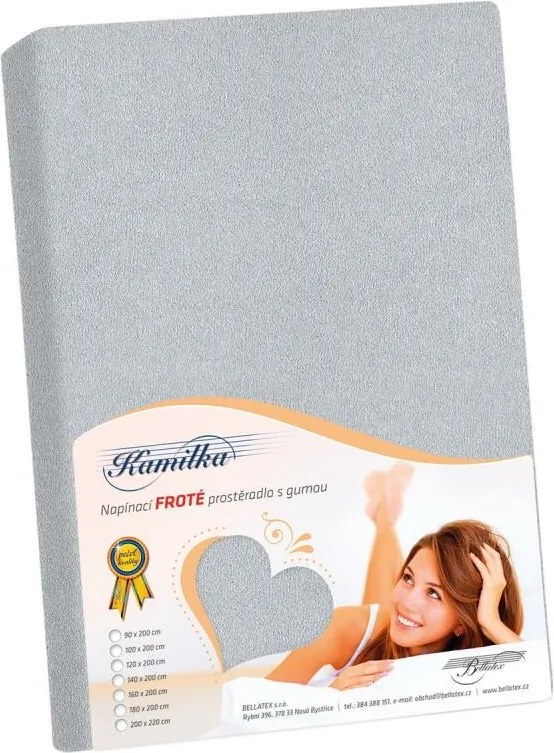 Bellatex Cearșaf din bumbac terciopelat, gri mediu, 200 x 220 cm