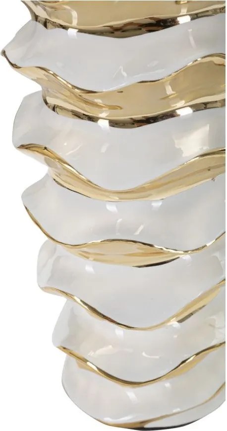 Veioză albă-aurie din ceramică cu abajur textil (înălțime 53 cm) Glam Space – Mauro Ferretti