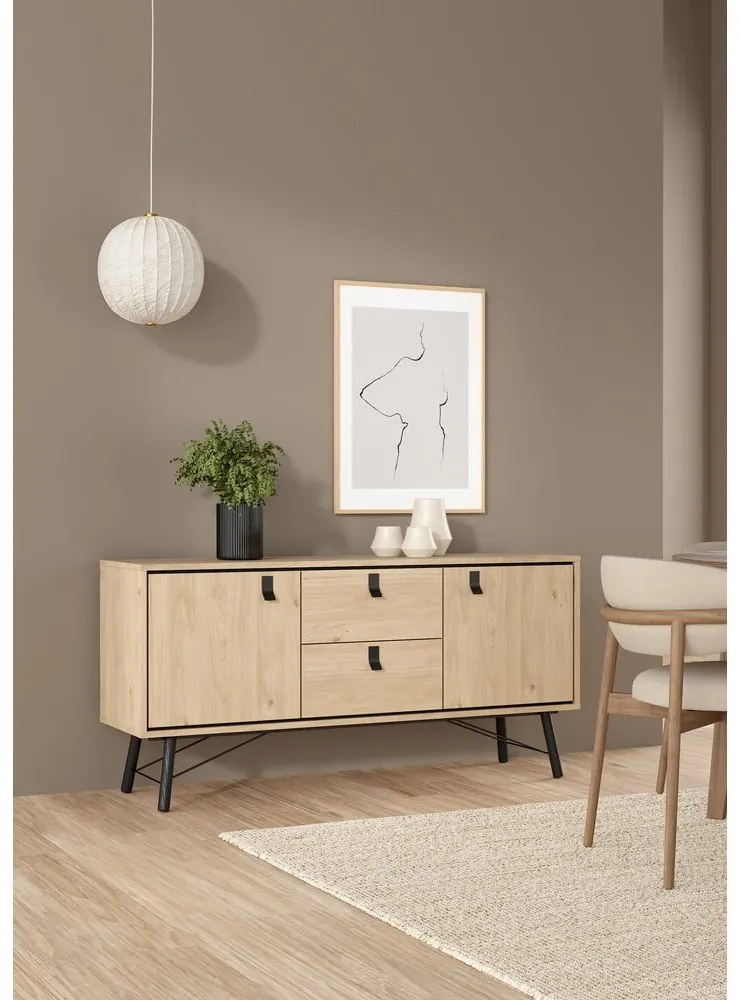 Comodă în culoare naturală cu aspect de lemn de stejar 150x72x40 cm Ry – Tvilum
