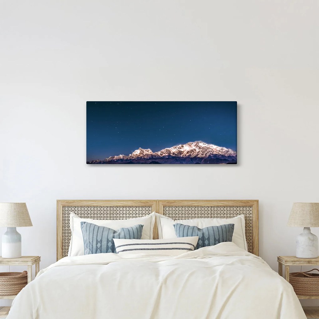 Tablou cu munți și cerul nocturn (120x50 cm)