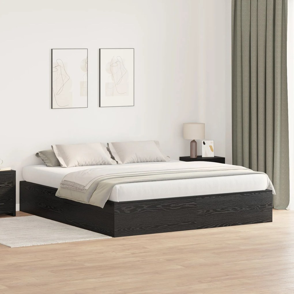 vidaXL Cadru de pat cu depozitare Stejar Negru 200x200 cm