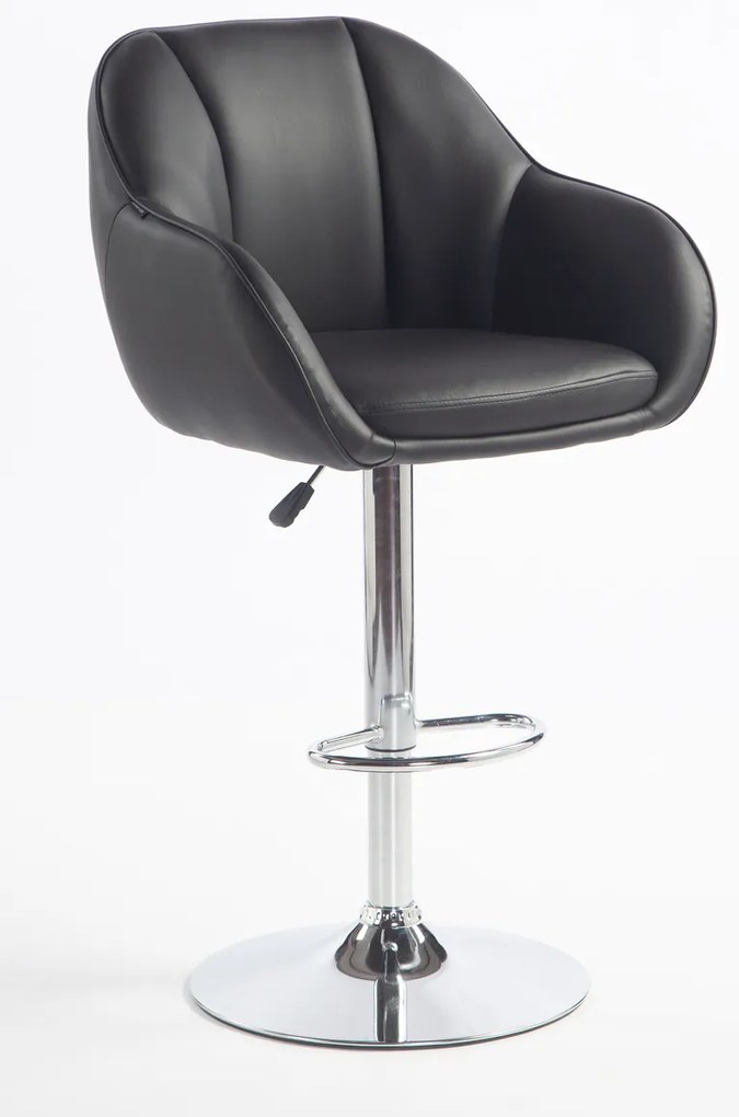 HR2055W Scaun Neagră din Piele Ecologica cu Bază Cromata