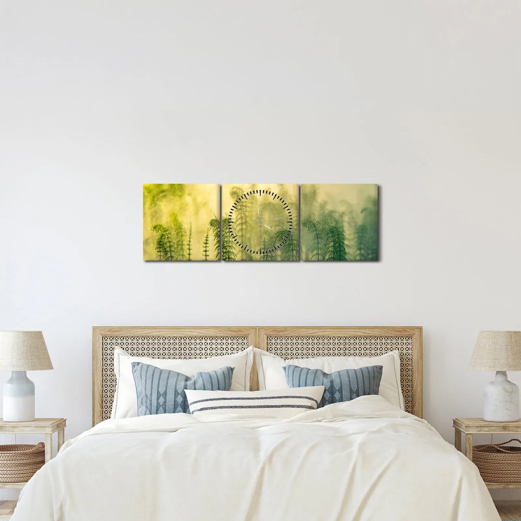 Tablou - Detaliu de primăvară natura cețoasă (cu ceas) (90x30 cm)