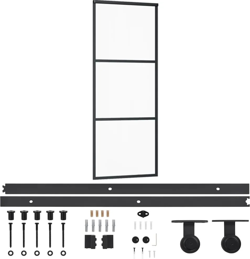 vidaXL Ușă glisantă cu set feronerie, 76x205 cm, sticlă ESG/aluminiu