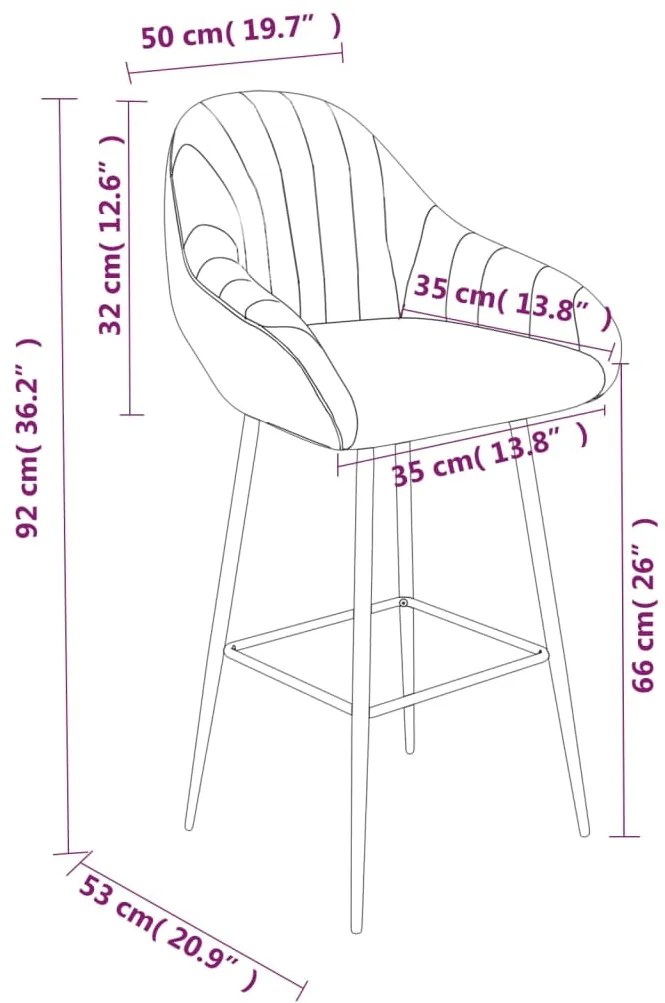 Scaune de bar, 2 buc., gri, piele ecologica 2, Gri