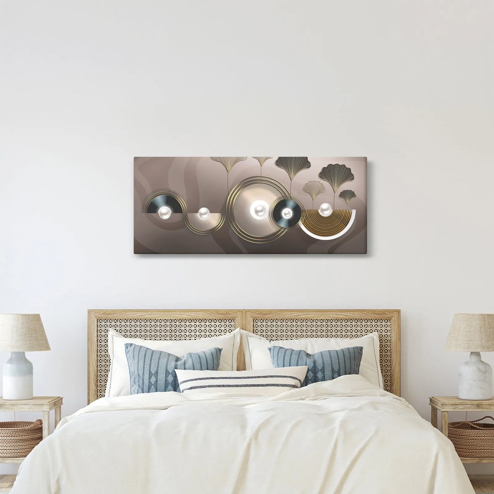 Tablou - Abstract maro-auriu (120x50 cm)
