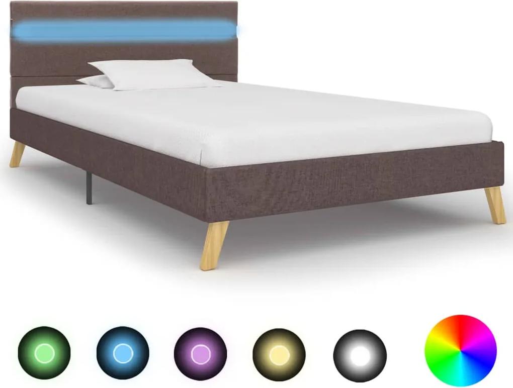 Cadru de pat cu LED-uri, gri taupe, 100x200 cm, material textil | BIANO