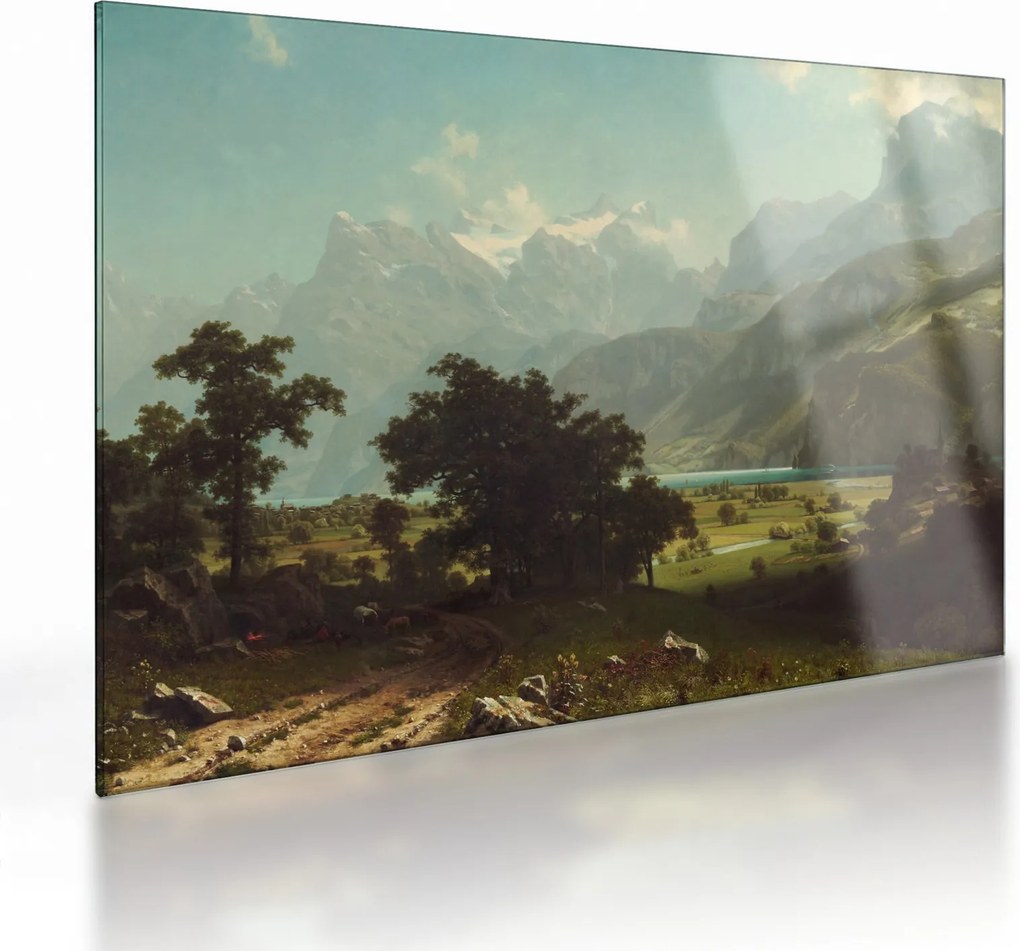 Tablou pe sticlă - Albert Bierstadt, Lake Lucerne, reproducere (70x50 cm)