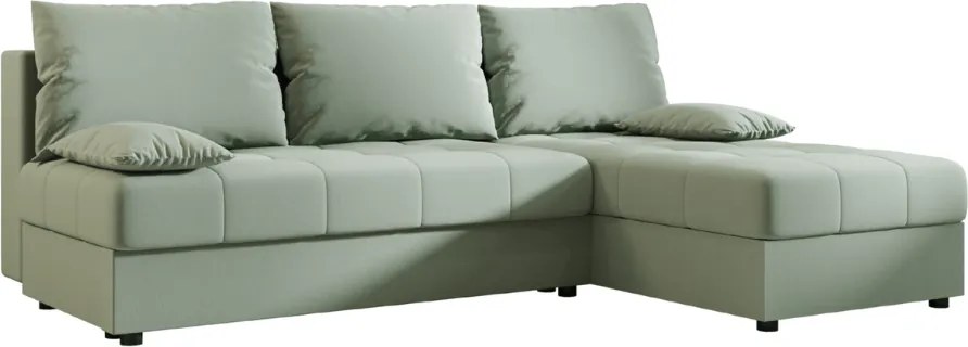 OFERTA Canapea extensibila reversibila in forma de L VENORIA SLIM 200x143 cm, verde deschis + 2 pernute GRATIS calitate II