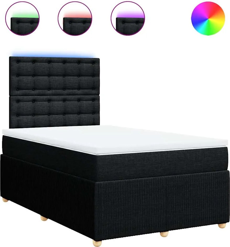 vidaXL Pat box spring cu saltea, negru, 120x190 cm, catifea