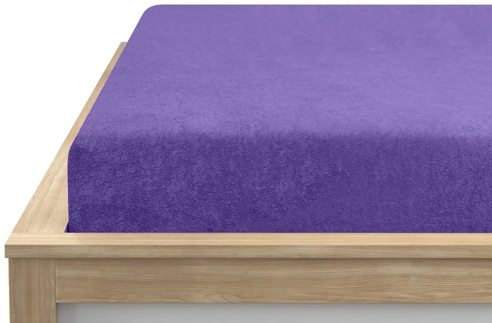 Cearsaf din frotir violet inchis 140 x 200 cm