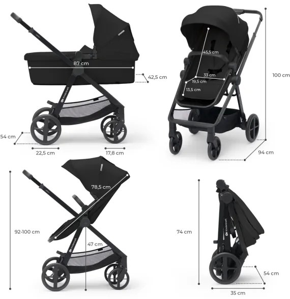 KINDERKRAFT NEWLY Classic 4în1 negru + scaun auto MINK PRO