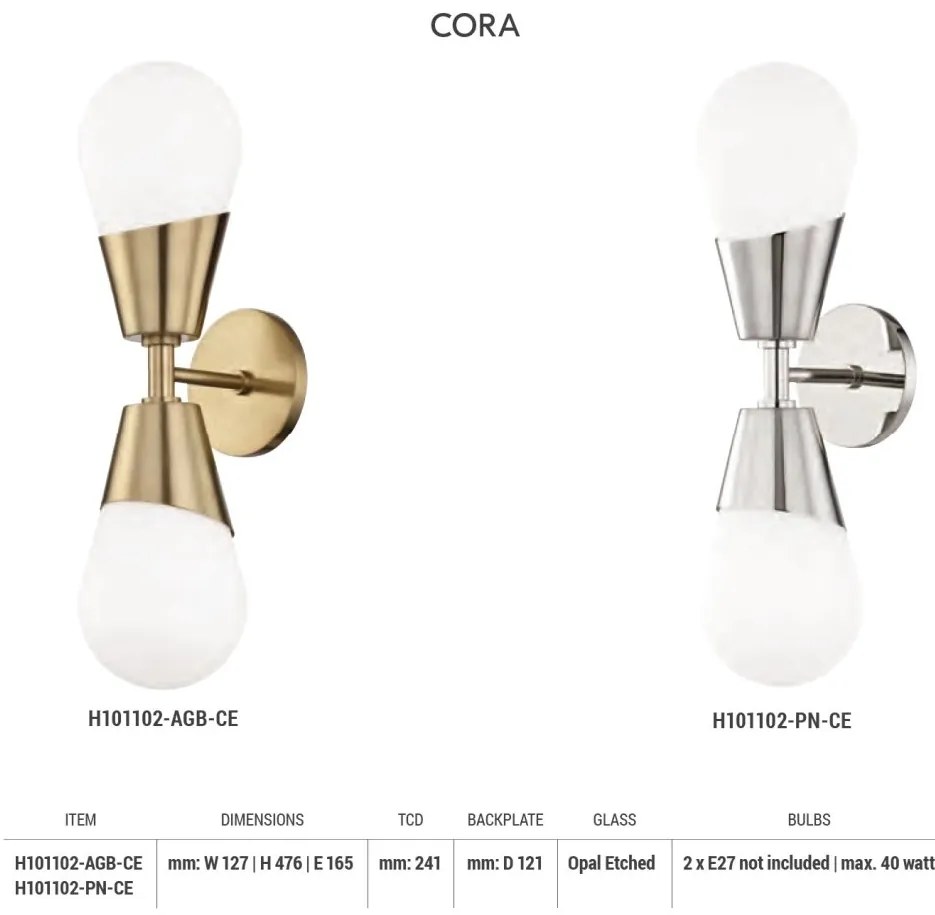 Aplica de perete design modern CORA nichel lucios