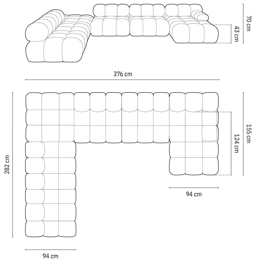 Canapea roz cu tapițerie din catifea 379 cm Bellis – Micadoni Home
