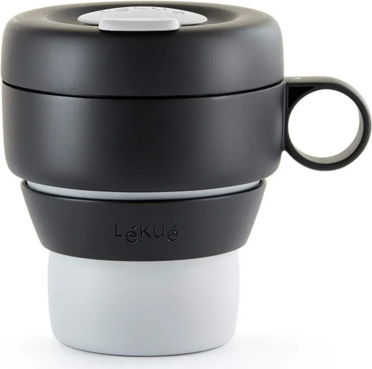 Cana pliabila Lekue On The Go 1010232, 350 ml, -20/+100 °C, Inchidere ermetica si etansa, Gri