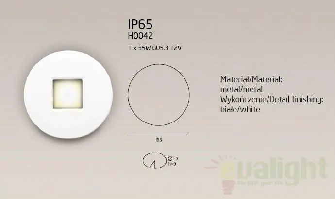 Spot incastrabil, alb, cu protectie IP65, diam.8,5cm, SWH H0042 MX