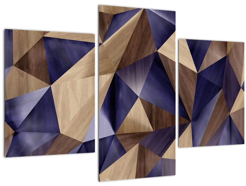 Tablou - 3D triunghiuri de lemn (90x60 cm)