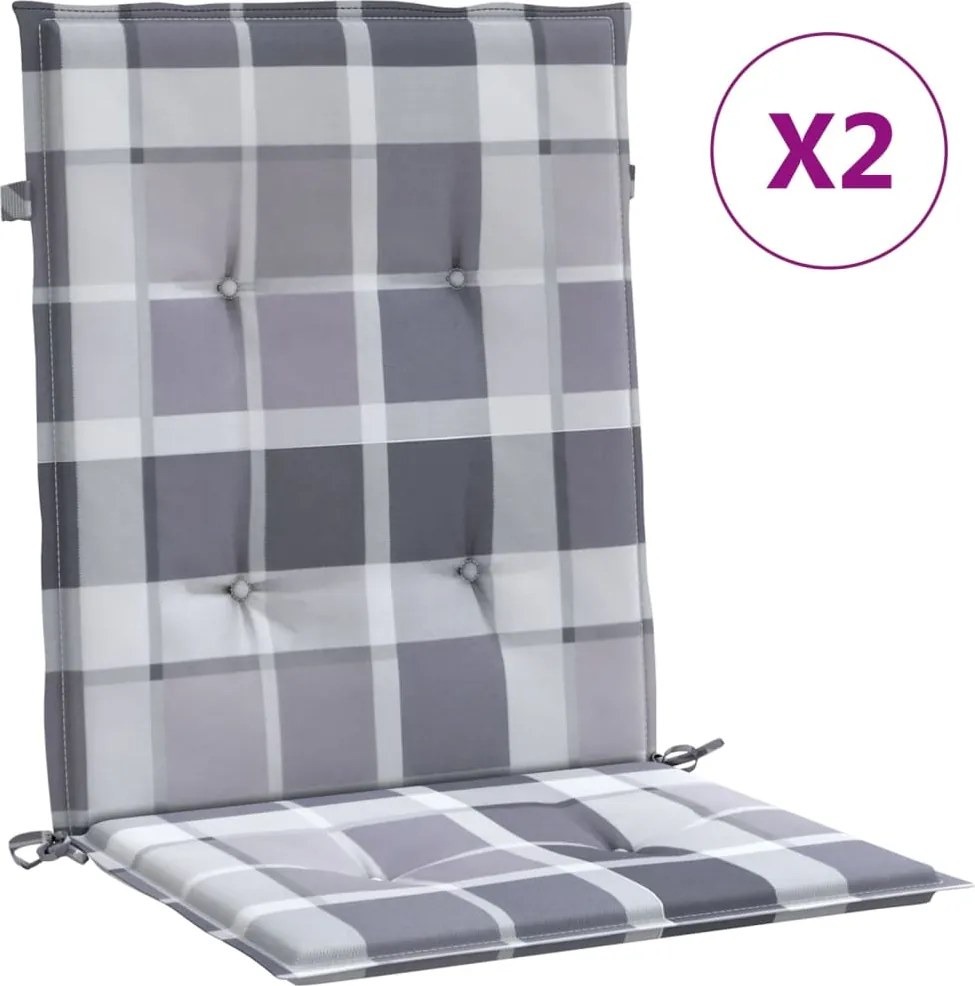 vidaXL Perne cu spătar, gri carouri, 2 buc., 100x50x3cm, textil Oxford